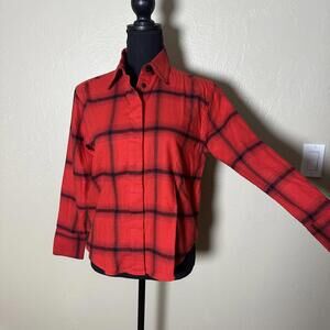 Classic Red Plaid NWT Cotton Flannel Button-Down Shirt Petite Slim Fit